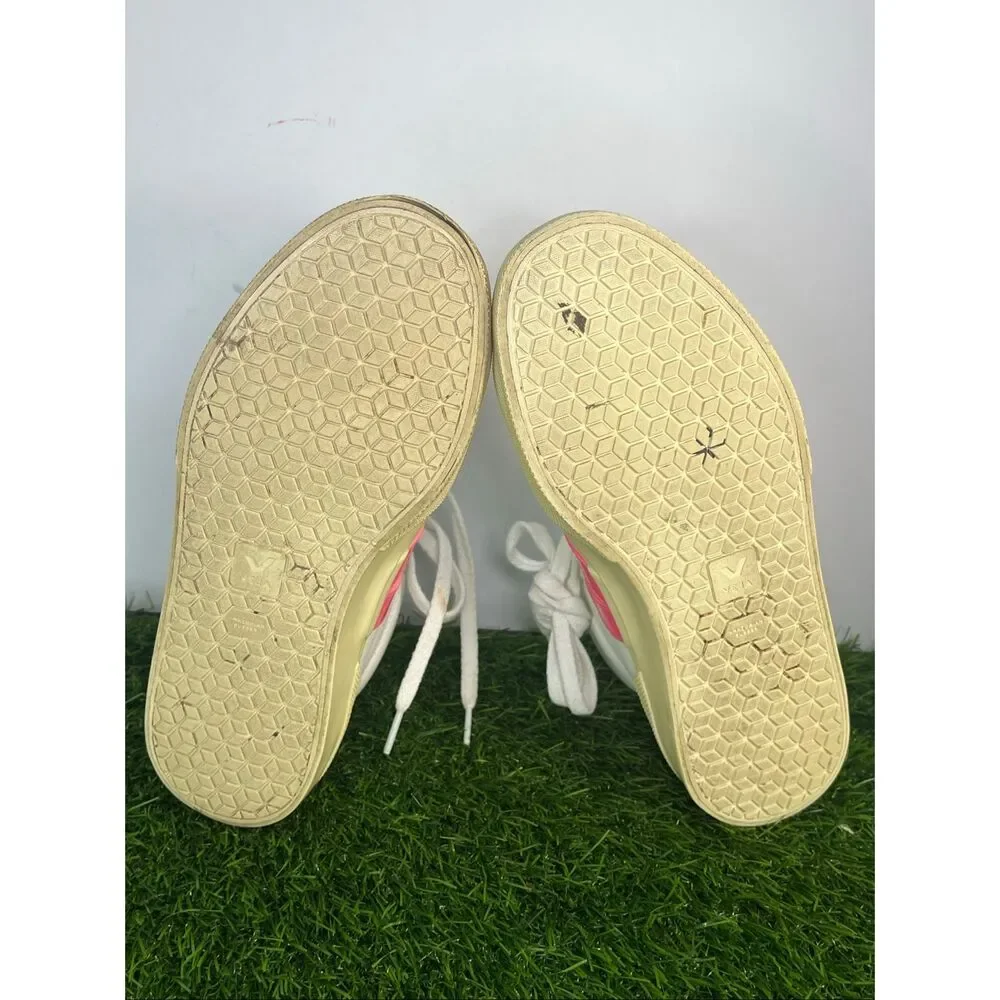VEJA White Pink Neon High Top Sneakers Women’s Size 6 EU 37 Leather Casual Shoe